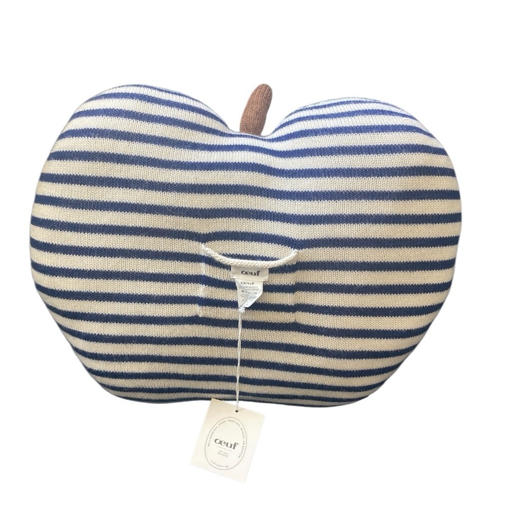 OEUF NYC Breton Striped Baby Alpaca Decorative Apple Pillow NWT
